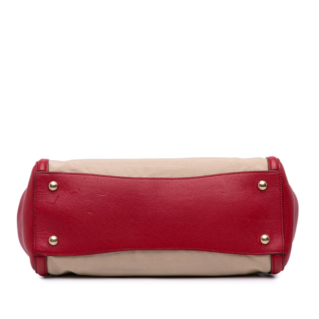 Prada Saffiano Cuir Trimmed Canapa Satchel - 3