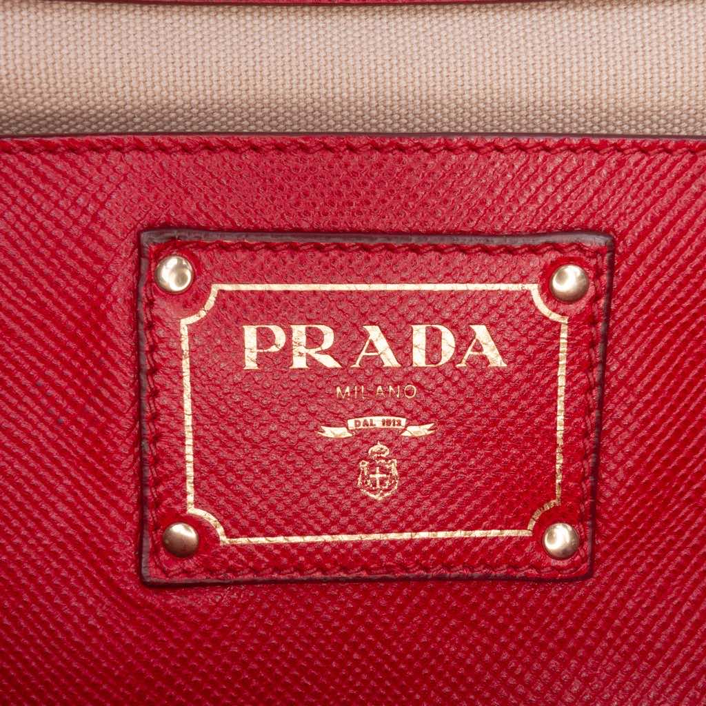 Prada Saffiano Cuir Trimmed Canapa Satchel - 5
