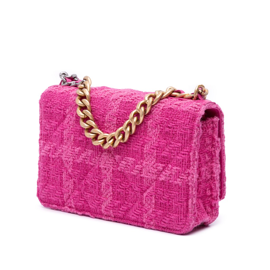 Chanel Tweed 19 Wallet On Chain - Back view