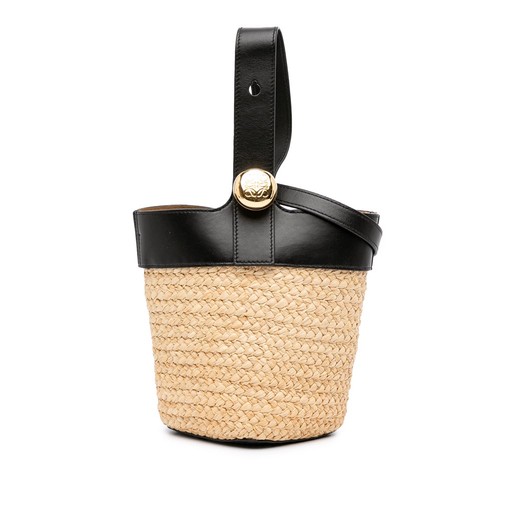 Loewe Mini Raffia Pebble Bucket Bag