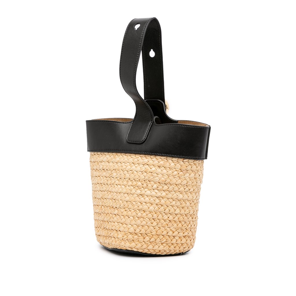 Loewe Mini Raffia Pebble Bucket Bag - Back view