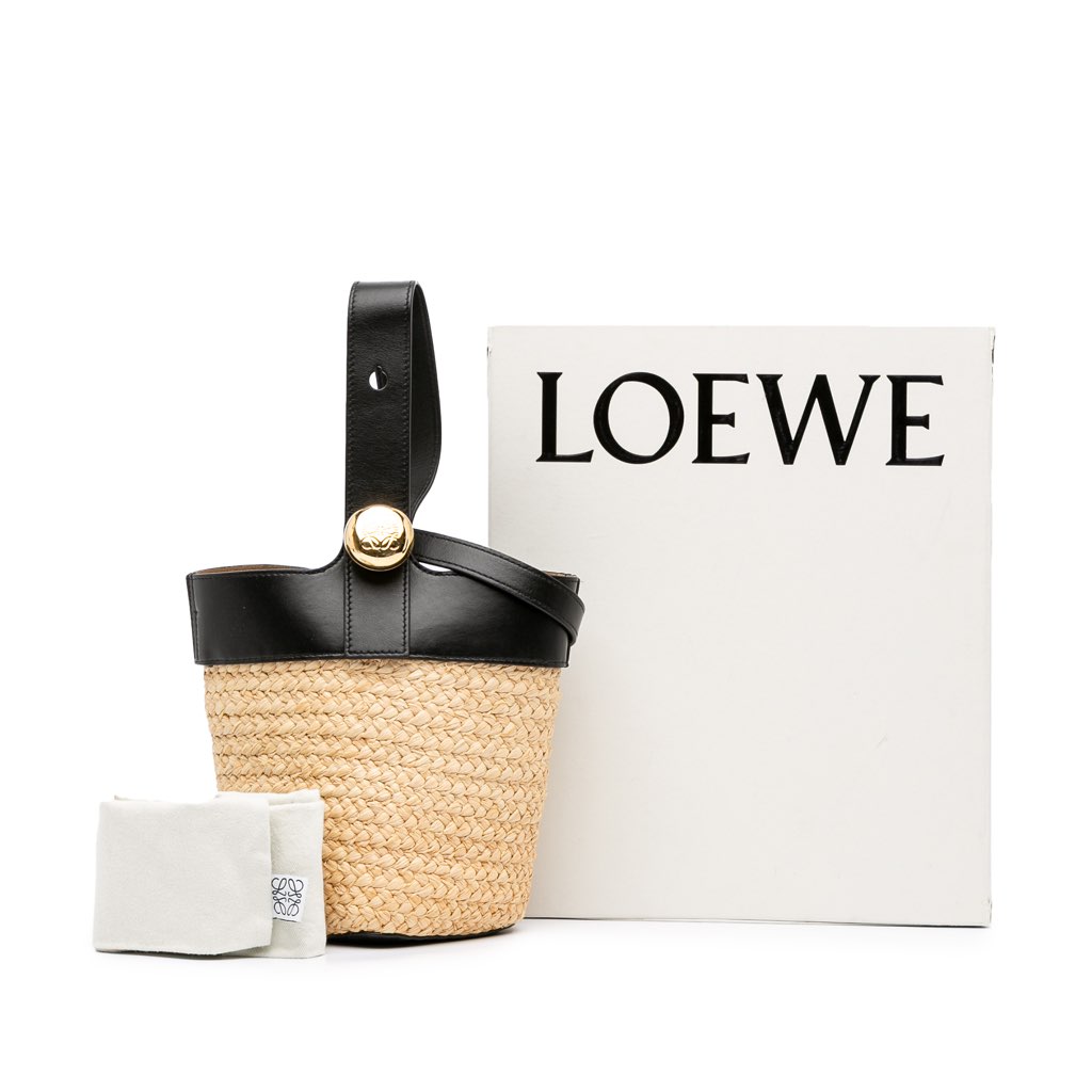 Loewe Mini Raffia Pebble Bucket Bag - Image 10
