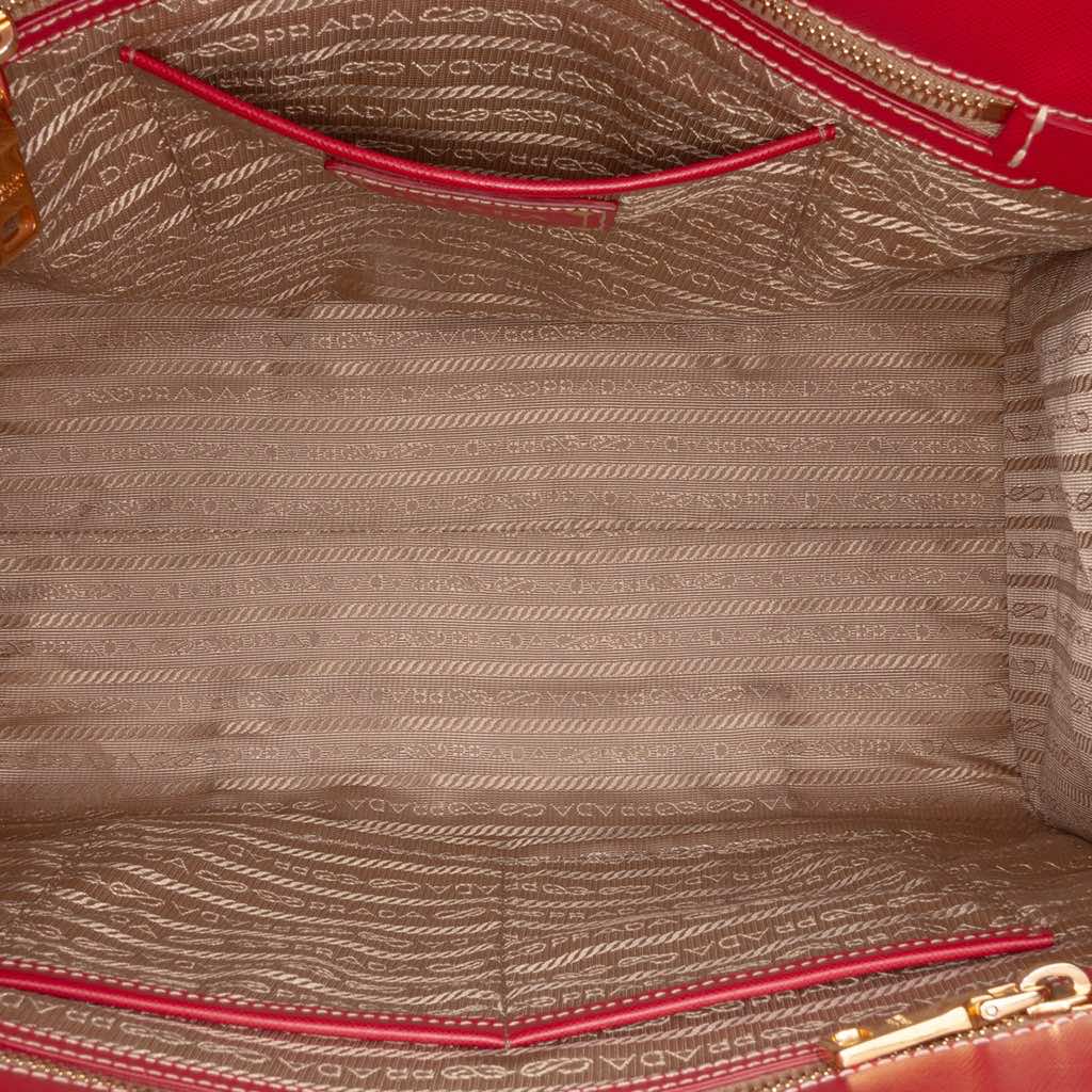 Prada Saffiano Trimmed Canvas Canapa Logo Satchel - 4