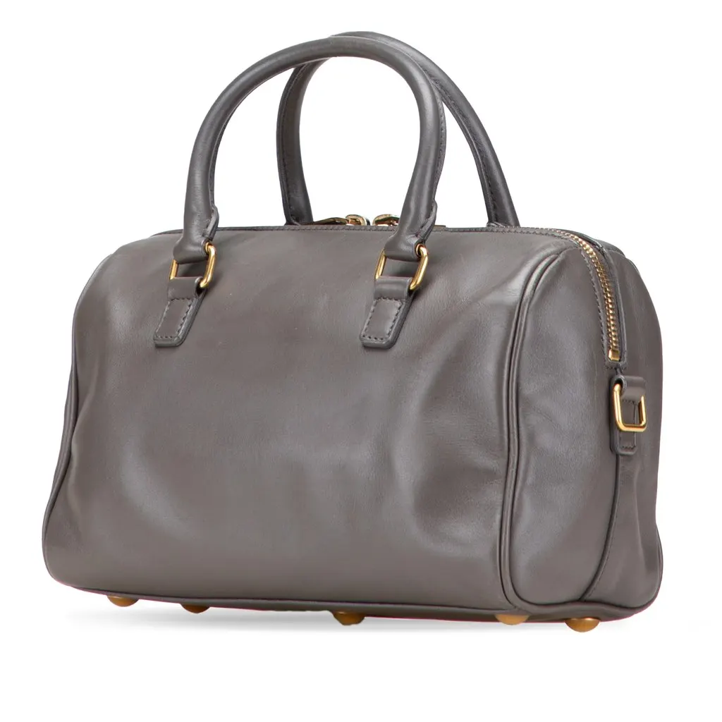 Saint Laurent Baby Leather Classic Duffle Satchel Grey Leather Good - Back View