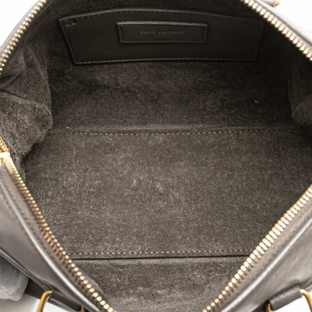 Saint Laurent Baby Leather Classic Duffle Satchel Grey Leather Good - Model View