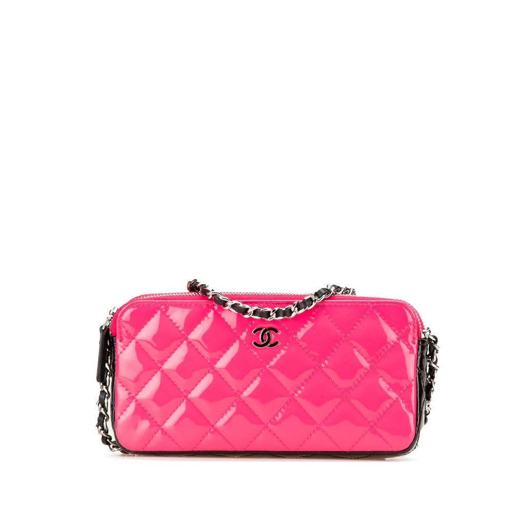 Chanel Bicolor Patent Double Zip Wallet on Chain
