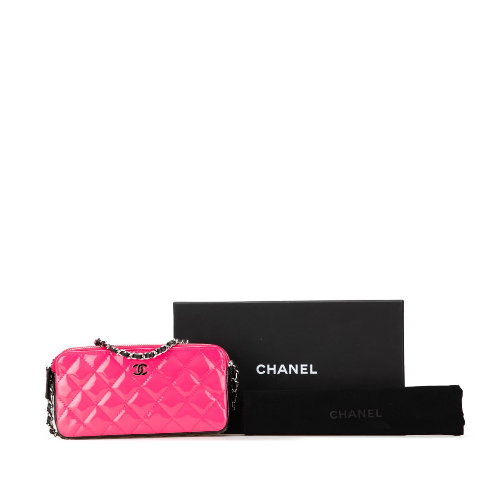 Chanel Bicolor Patent Double Zip Wallet on Chain - Image 17