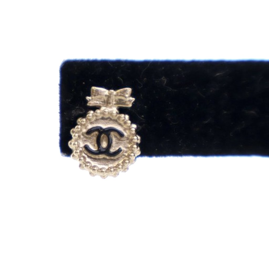 Chanel Gold Plated CC Bow Push Back Earrings - 2