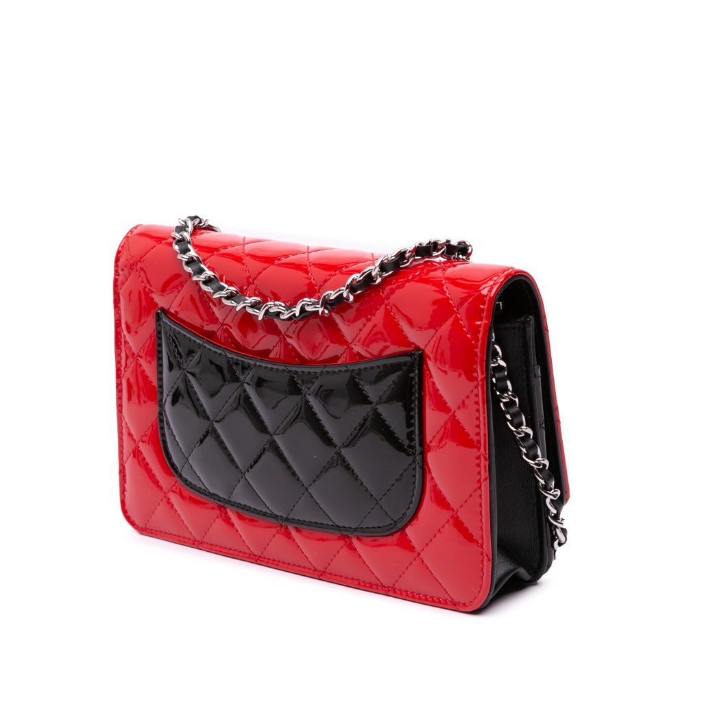 Chanel CC Bicolor Quilted Patent Wallet on Chain - 2