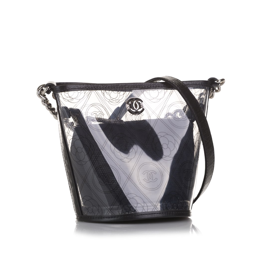 Chanel Crumpled Calfskin PVC Camellia Bucket - 2