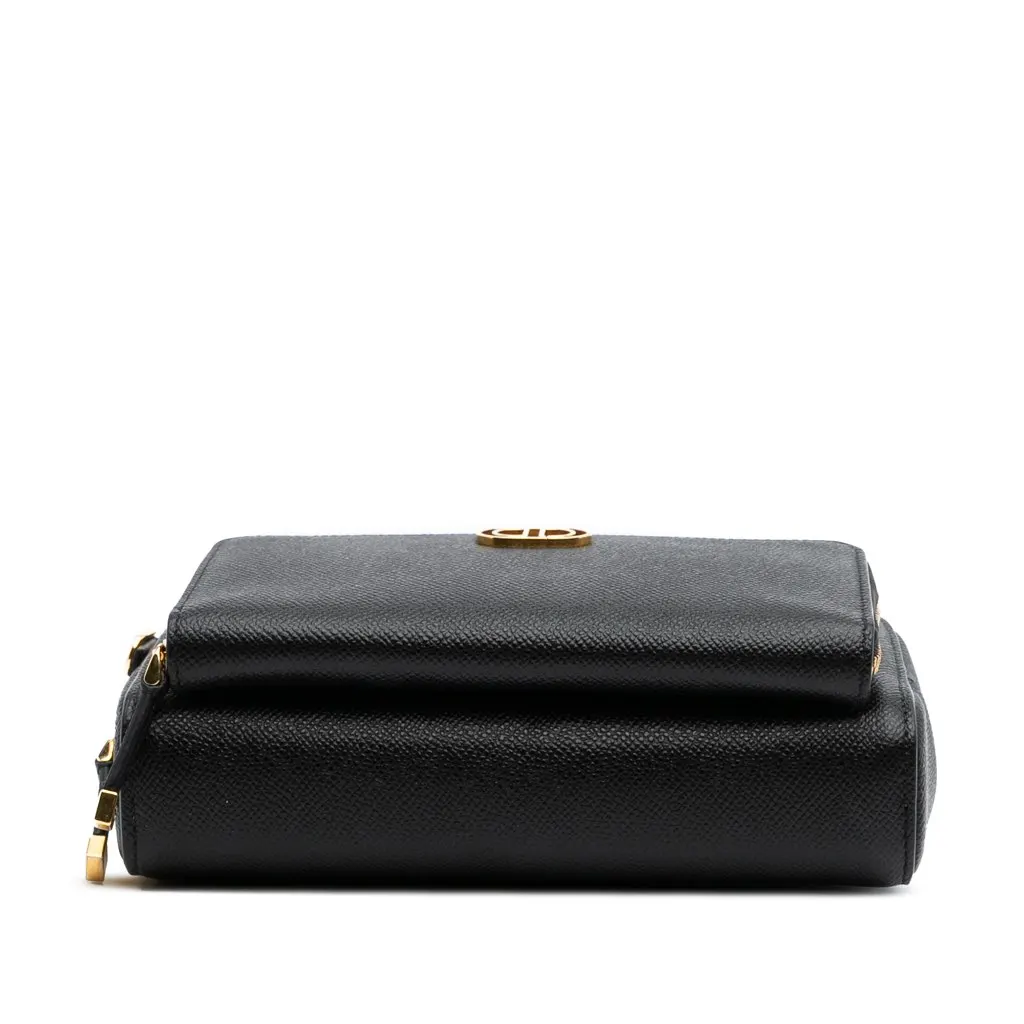 Dior Grained Calfskin Caro Double Pouch Black Leather Good - Inside View