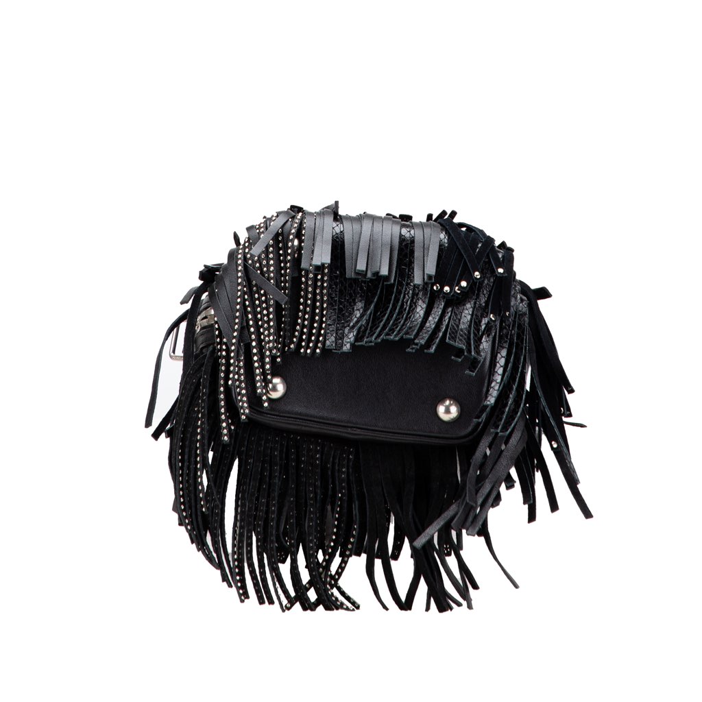 Saint Laurent Small Studded Calfskin Emmanuelle Fringe Bucket Bag - Image 6