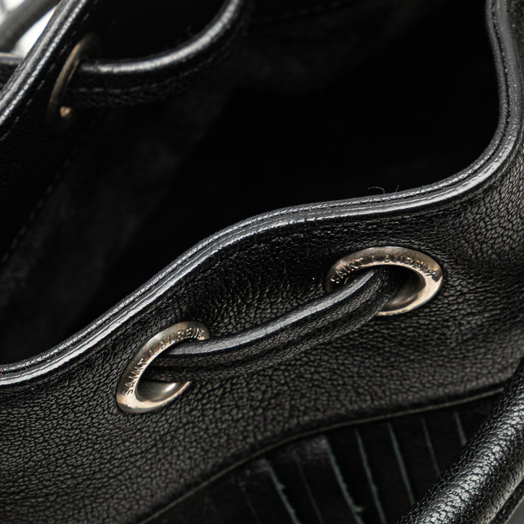 Saint Laurent Small Studded Calfskin Emmanuelle Fringe Bucket Bag - Image 10