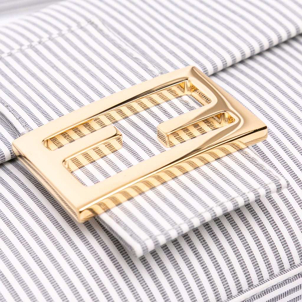 Fendi Medium Striped Canvas Baguette Satchel - Detail 1