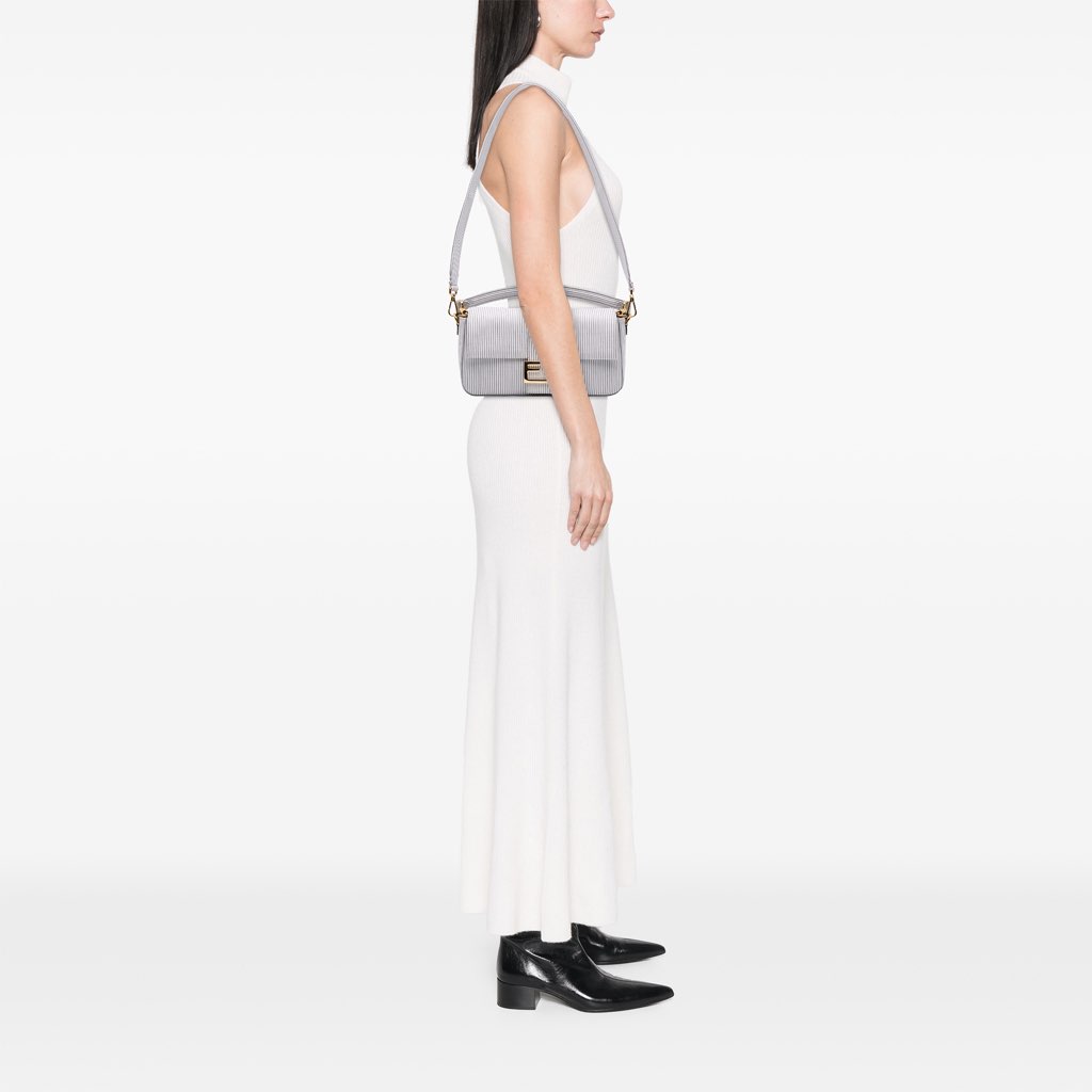 Fendi Medium Striped Canvas Baguette Satchel - Image 11