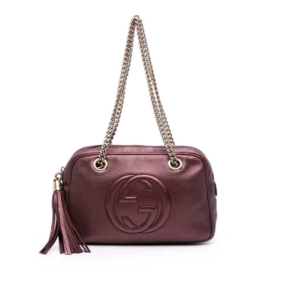 Gucci Metallic Leather Soho Chain Zip Shoulder Bag