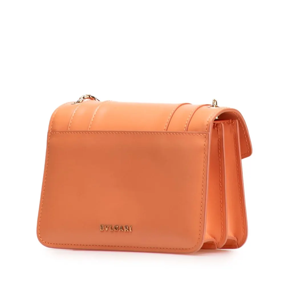 Bvlgari Calfskin Serpenti Forever Crossbody Orange Leather Good - Back View