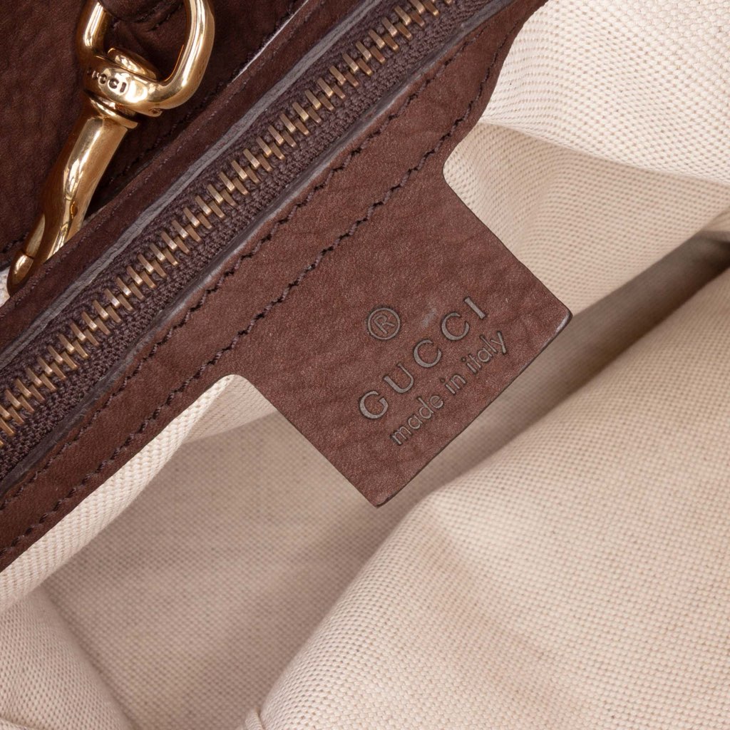Gucci Medium Nubuck Leather Ribot Horse Head Tote - 5