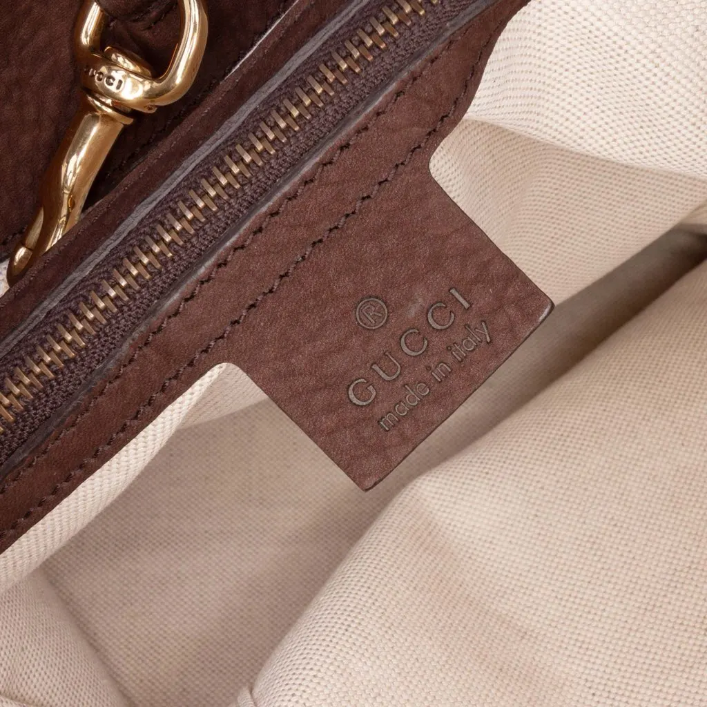Gucci Medium Nubuck Leather Ribot Horse Head Tote Brown Leather Good - Box View