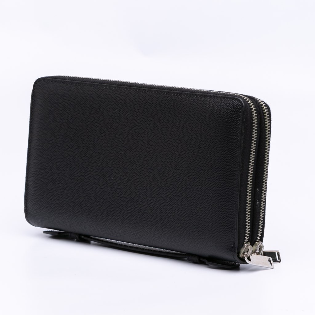 Saint Laurent Grain De Poudre Double Zip Around Travel Organizer Wallet - 2