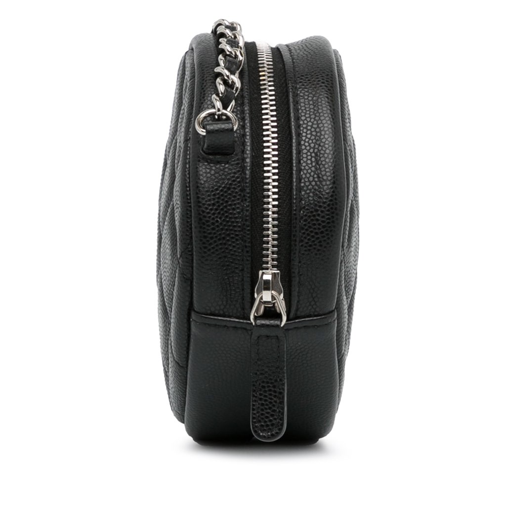 Chanel CC Quilted Caviar Round Clutch With Chain - Image 6
