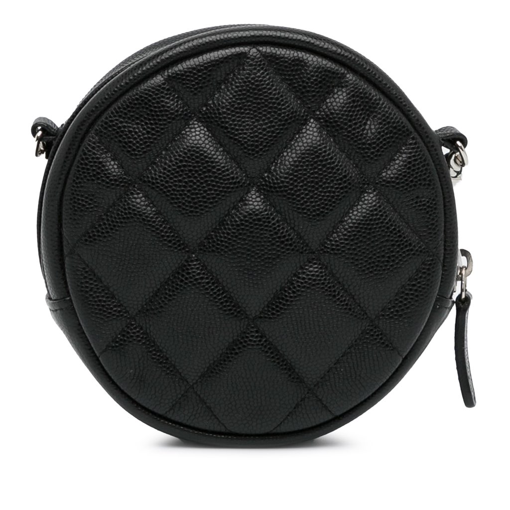 Chanel CC Quilted Caviar Round Clutch With Chain - 4