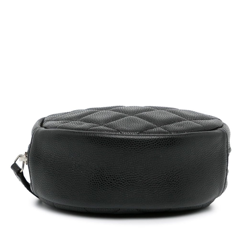 Chanel CC Quilted Caviar Round Clutch With Chain - Side view