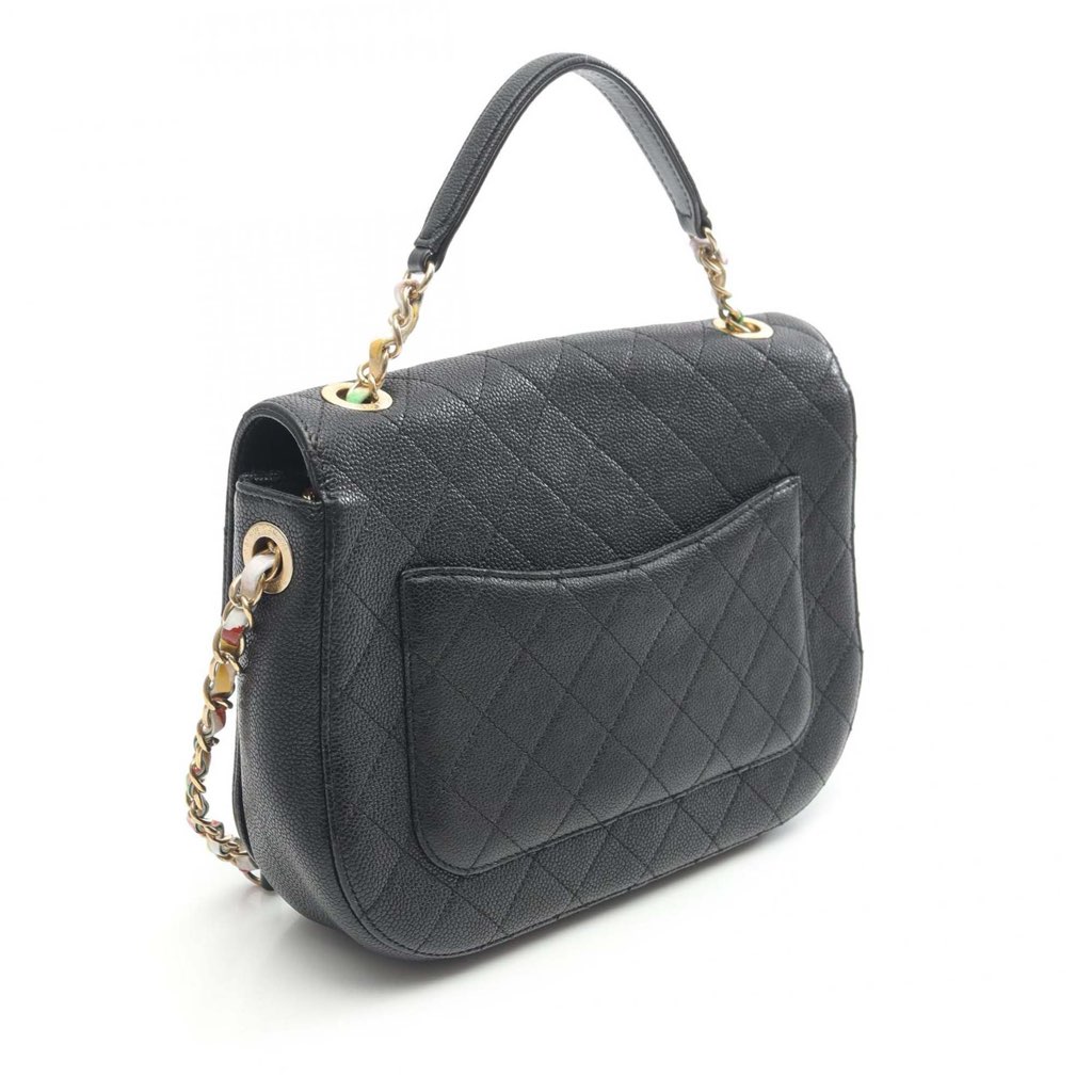 Chanel Medium Caviar Paris Cuba Thread Around Flap - Back view