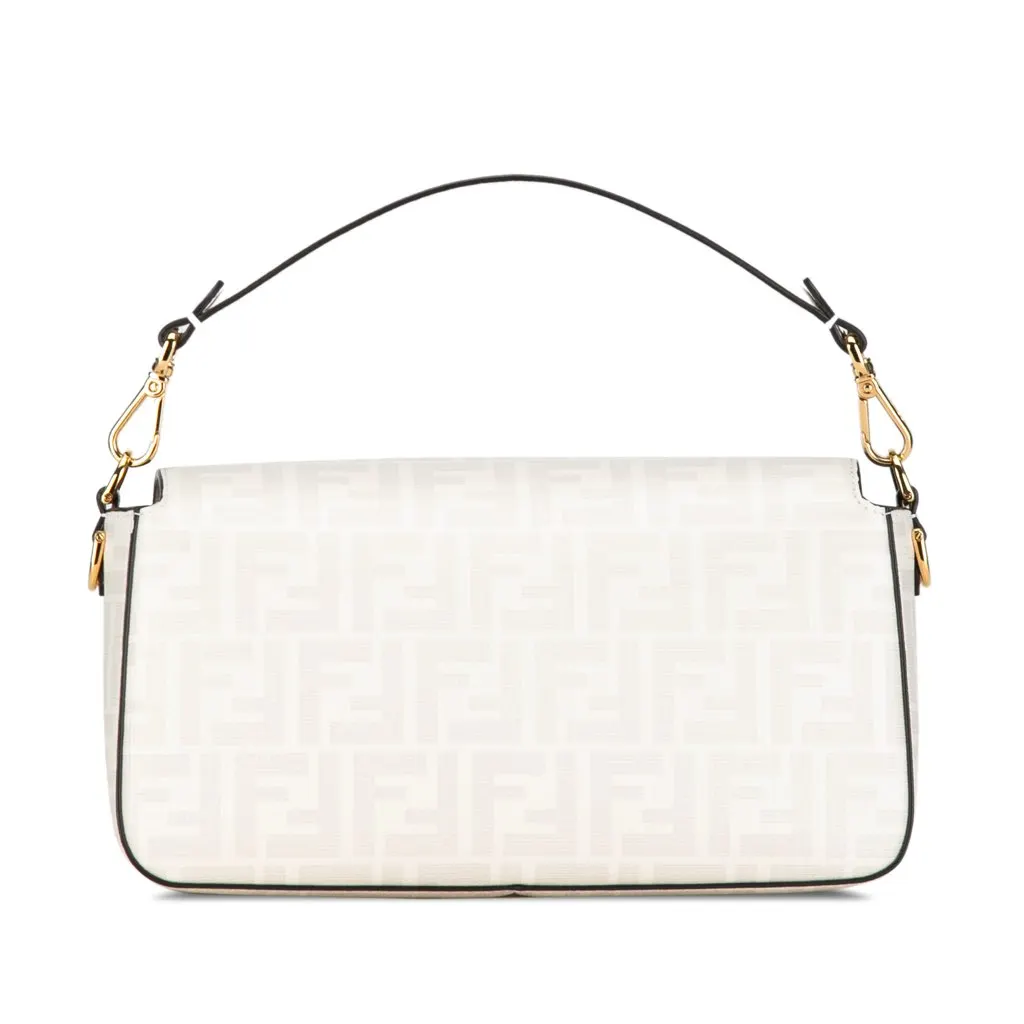 Fendi Zucca Graphic Print Coated Canvas Bikini Girls Baguette Satchel White Canvas Very good - Inside View