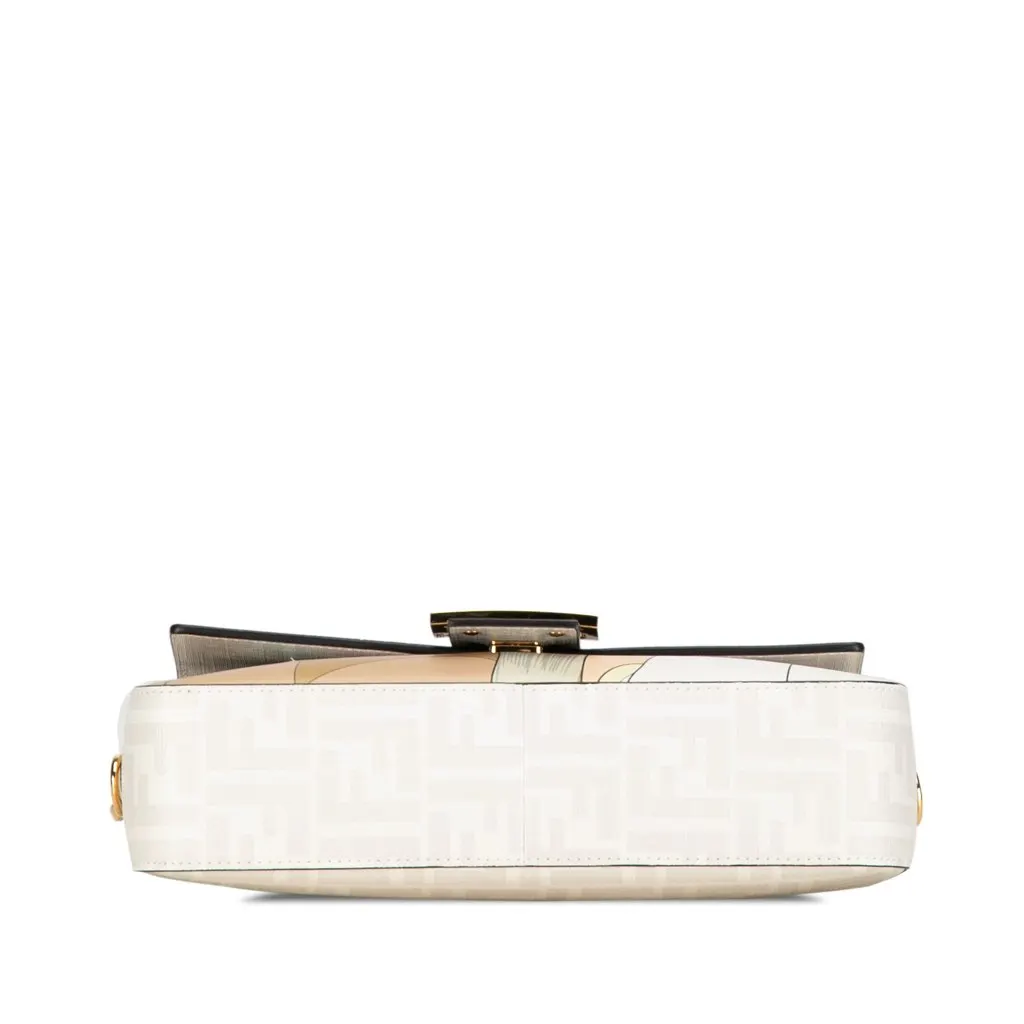 Fendi Zucca Graphic Print Coated Canvas Bikini Girls Baguette Satchel White Canvas Very good - Model View