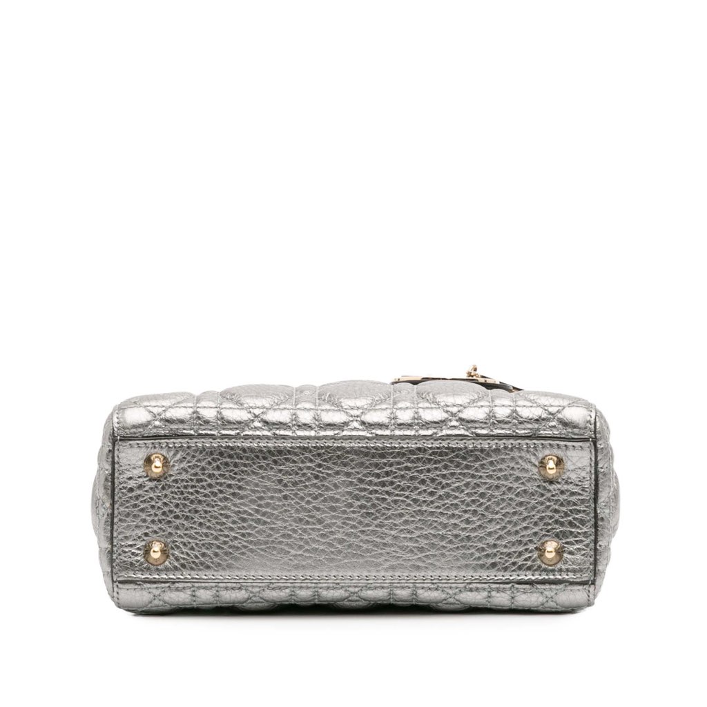 Dior Small Metallic Grained Calfskin Cannage Supple Lady Dior - 3