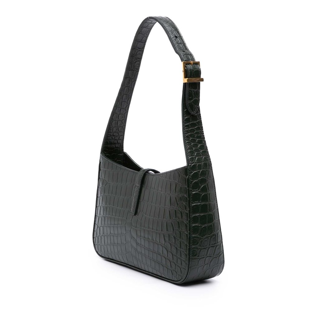 Saint Laurent Croc Embossed Leather Le 5 a 7 Shoulder Bag - 2