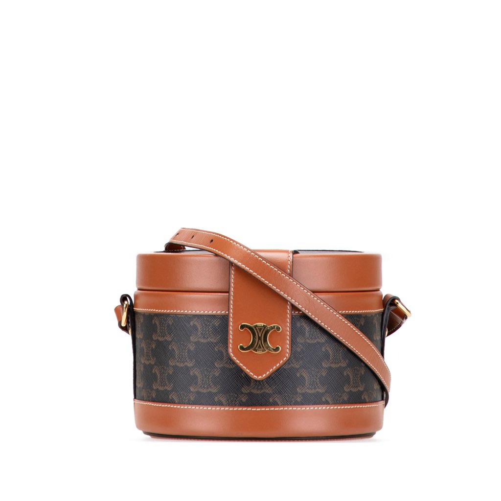 Celine Medium Triomphe Coated Canvas Tambour Crossbody