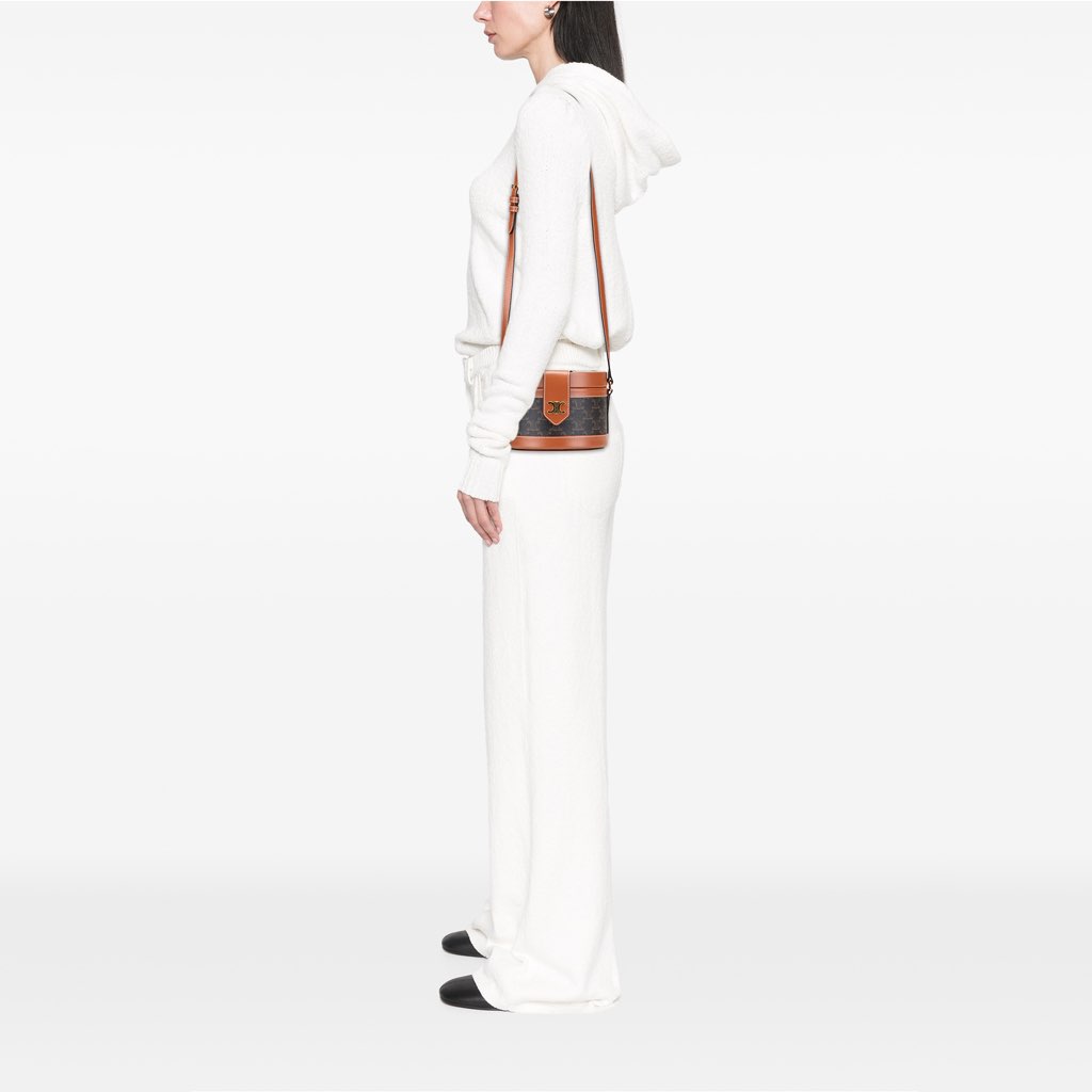 Celine Medium Triomphe Coated Canvas Tambour Crossbody - Image 11