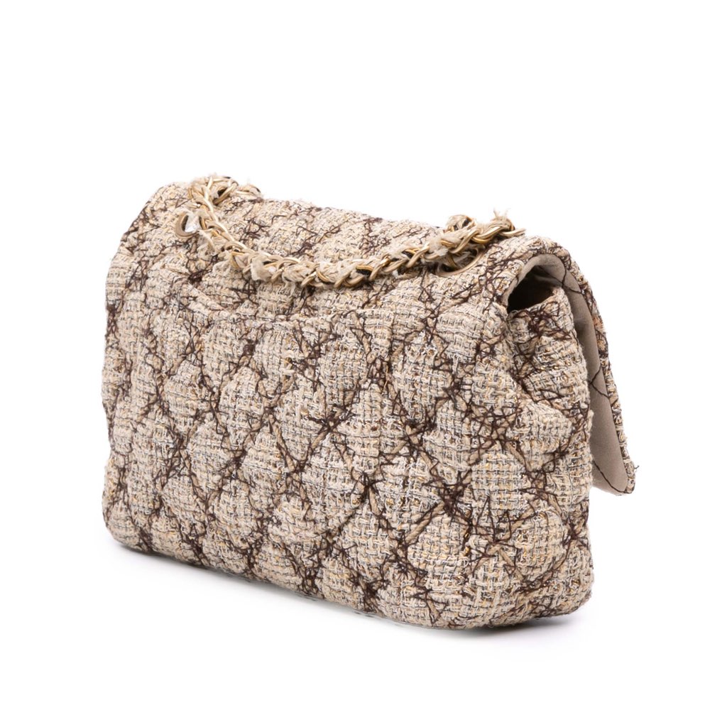 Chanel Medium Classic Quilted Metallic Tweed Single Flap - 2