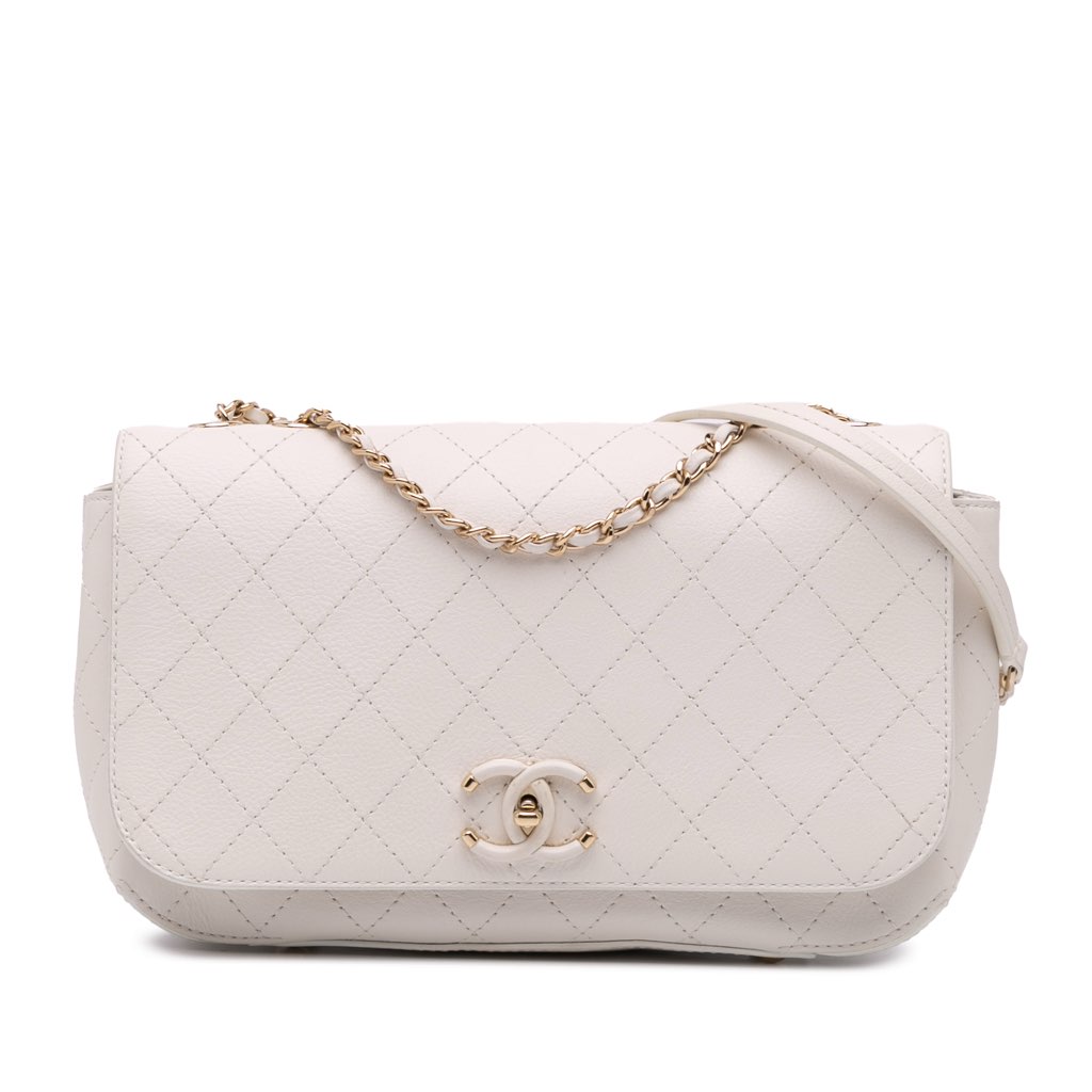 Chanel Medium Stitched Calfskin Covered CC Flap