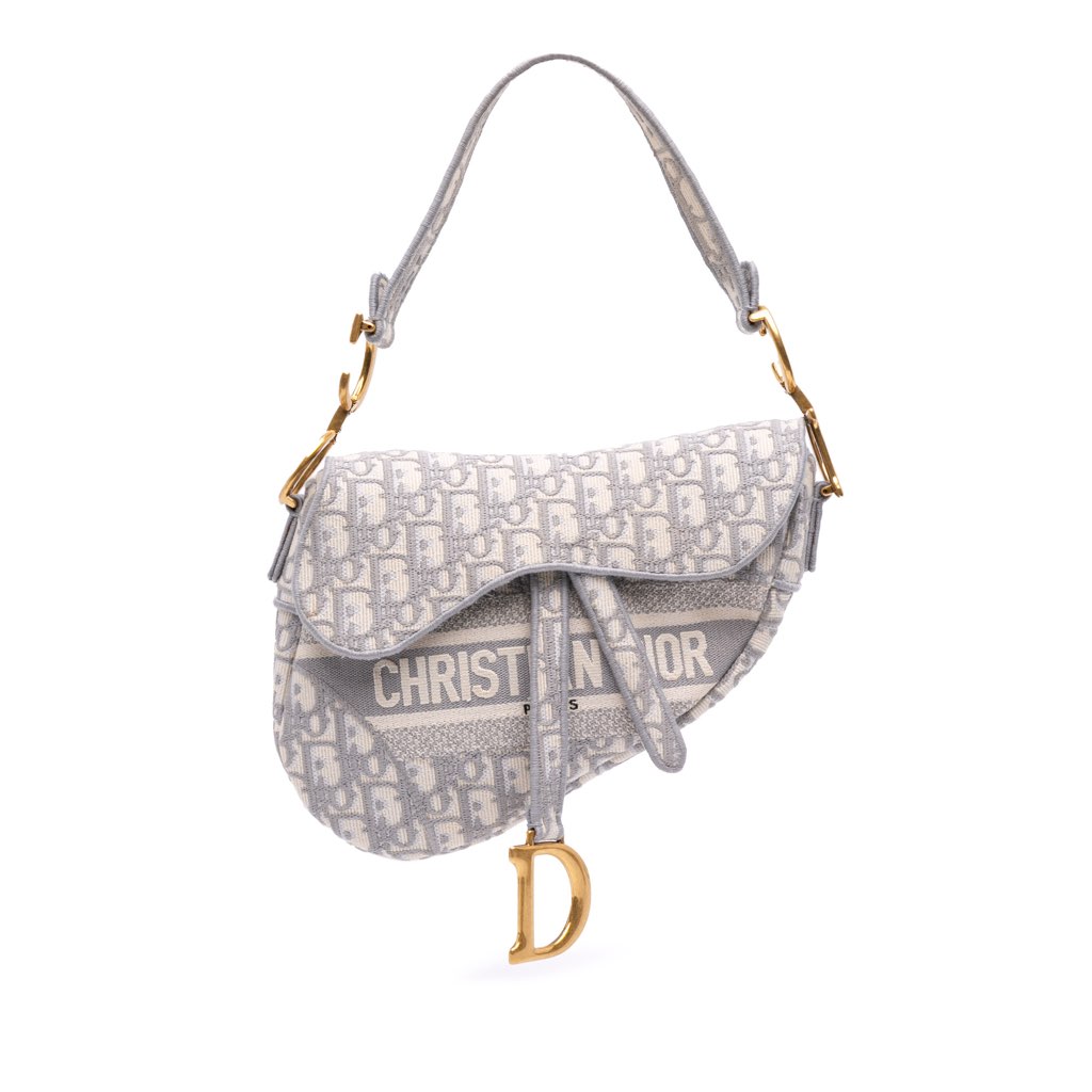 Dior Oblique Canvas Embroidered Saddle Bag