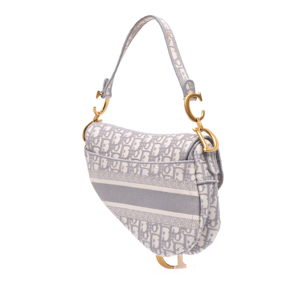 Dior Oblique Canvas Embroidered Saddle Bag - Back view