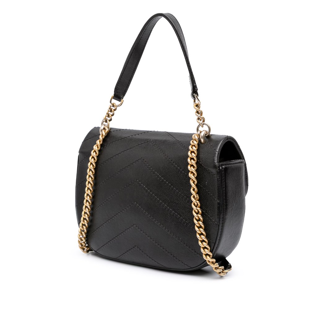 Chanel CC Chevron Calfskin Round Flap Satchel - Back view