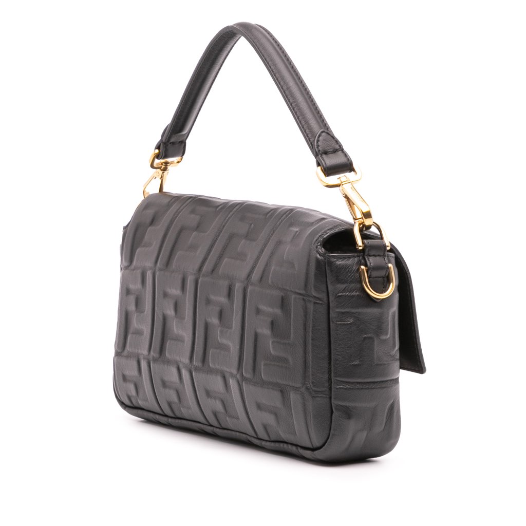 Fendi Zucca Embossed Leather Baguette Satchel - 2