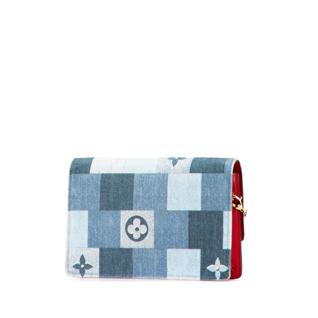 Louis Vuitton Monogram Denim Patchwork Fiore Chain Wallet - Back view