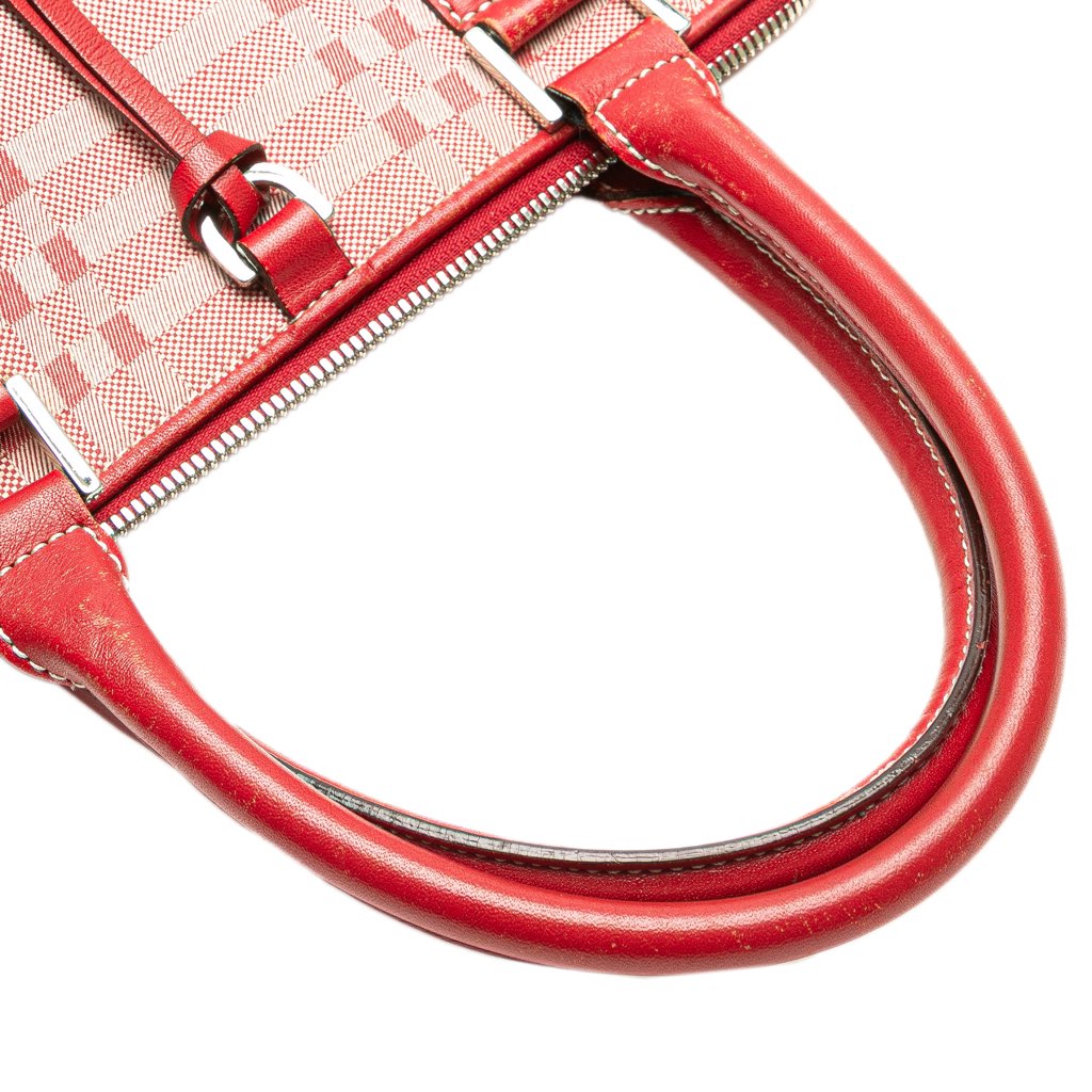 Burberry Leather Trimmed Tonal Check Canvas Dome Handbag - Image 13