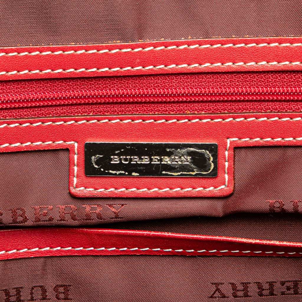 Burberry Leather Trimmed Tonal Check Canvas Dome Handbag - Side view