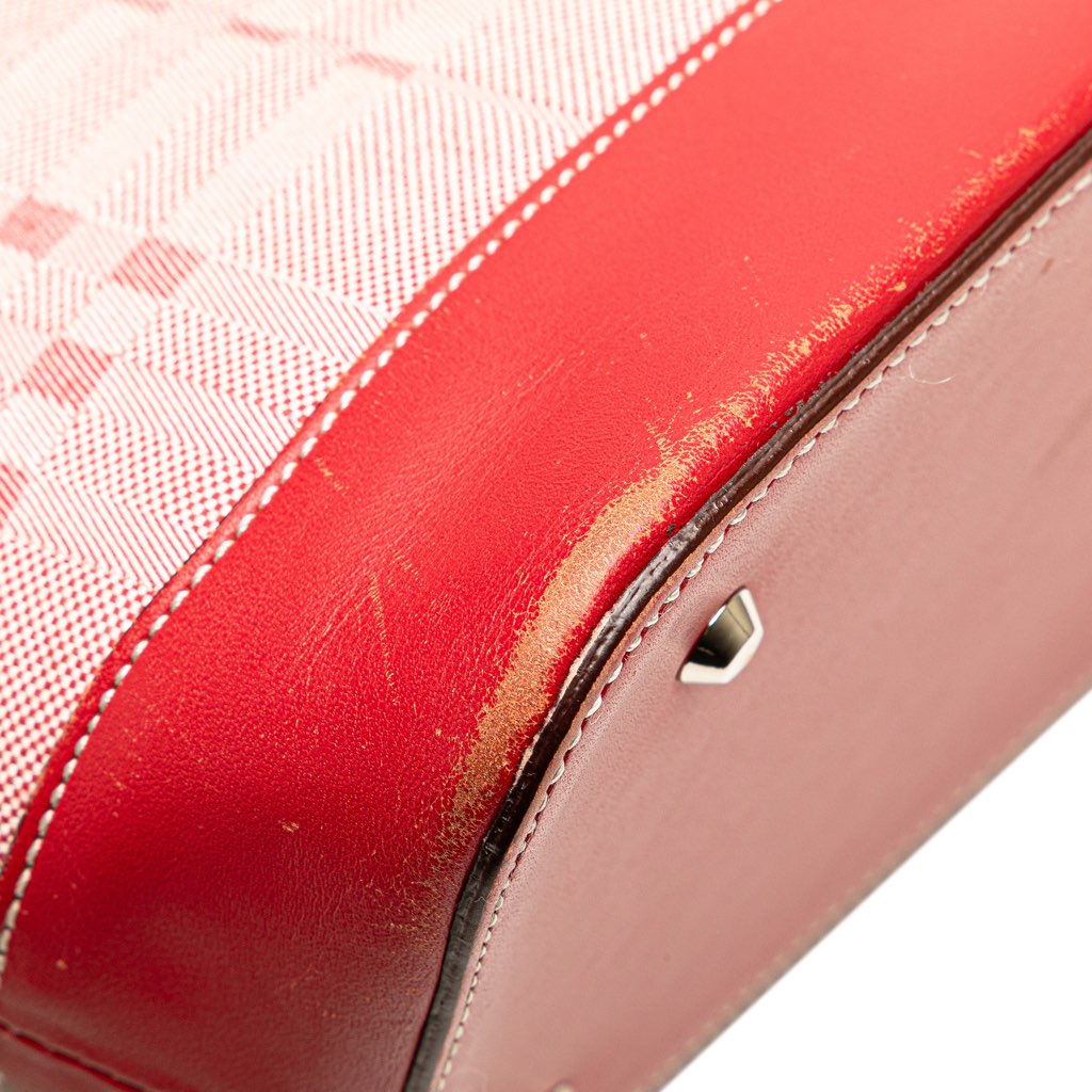 Burberry Leather Trimmed Tonal Check Canvas Dome Handbag - Detail 2