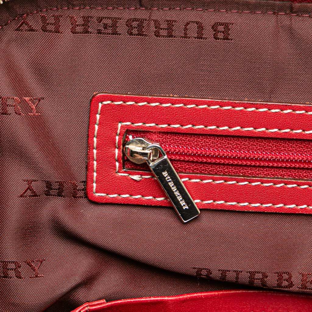 Burberry Leather Trimmed Tonal Check Canvas Dome Handbag - Image 10