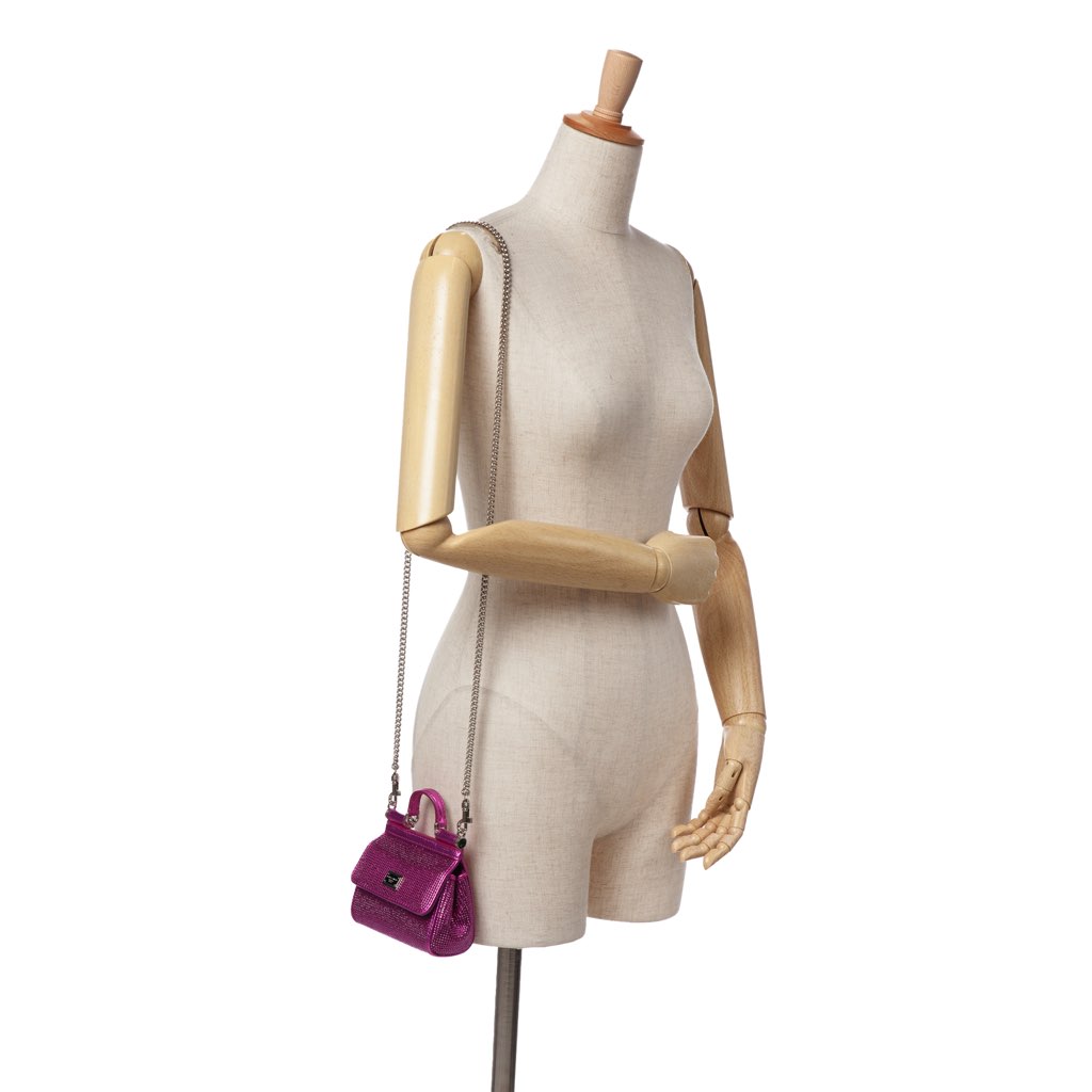 Dolce & Gabbana Mini Crystal Embellished Satin Sicily Bag - Image 11