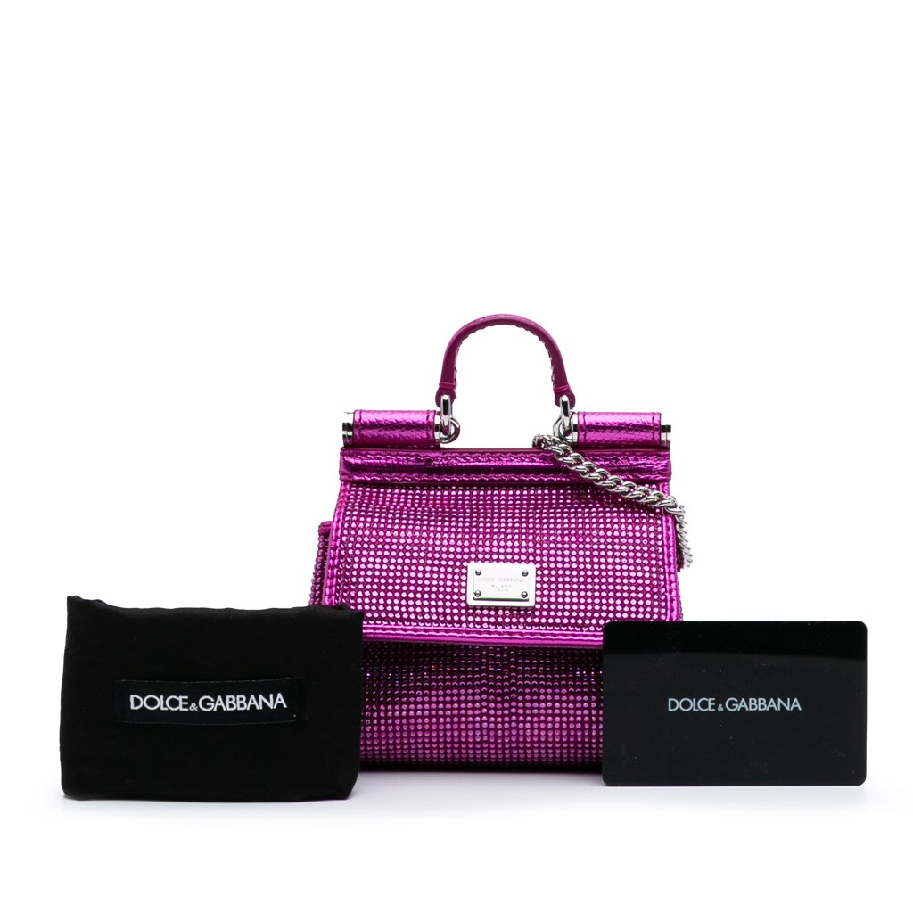 Dolce & Gabbana Mini Crystal Embellished Satin Sicily Bag - Image 12
