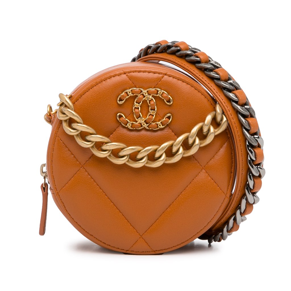Chanel Lambskin 19 Round Clutch with Chain