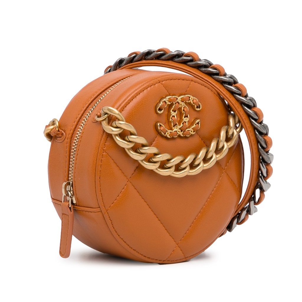 Chanel Lambskin 19 Round Clutch with Chain - 2
