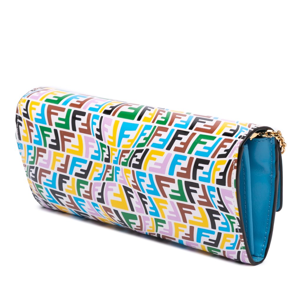 Fendi Sarah Coleman Micro FF Embossed Calfskin Fish Eye Vertigo Wallet On Chain - Back view